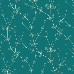 Climbing delicate wildflowers teal