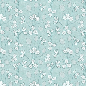 Clover, trefoil on stripes teal