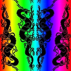 Celt Dragons black on rainbow