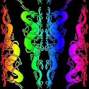 Celt Dragons Rainbow on black