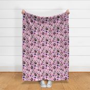 purple paw black pink linen