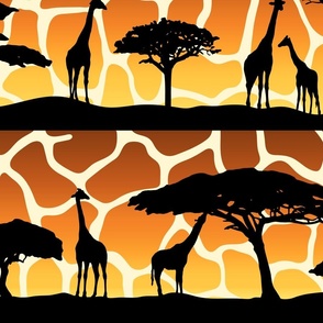 Giraffe Sunset Safari Silhouettes (Extra Large Scale)