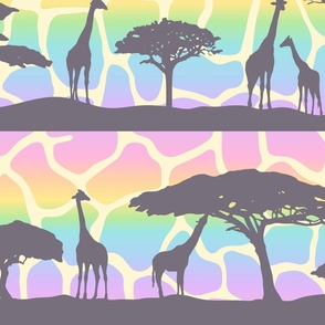 Giraffe Rainbow Safari Silhouettes (Extra Large Scale) 