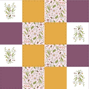 Patchwork with wildflowers and colored squares