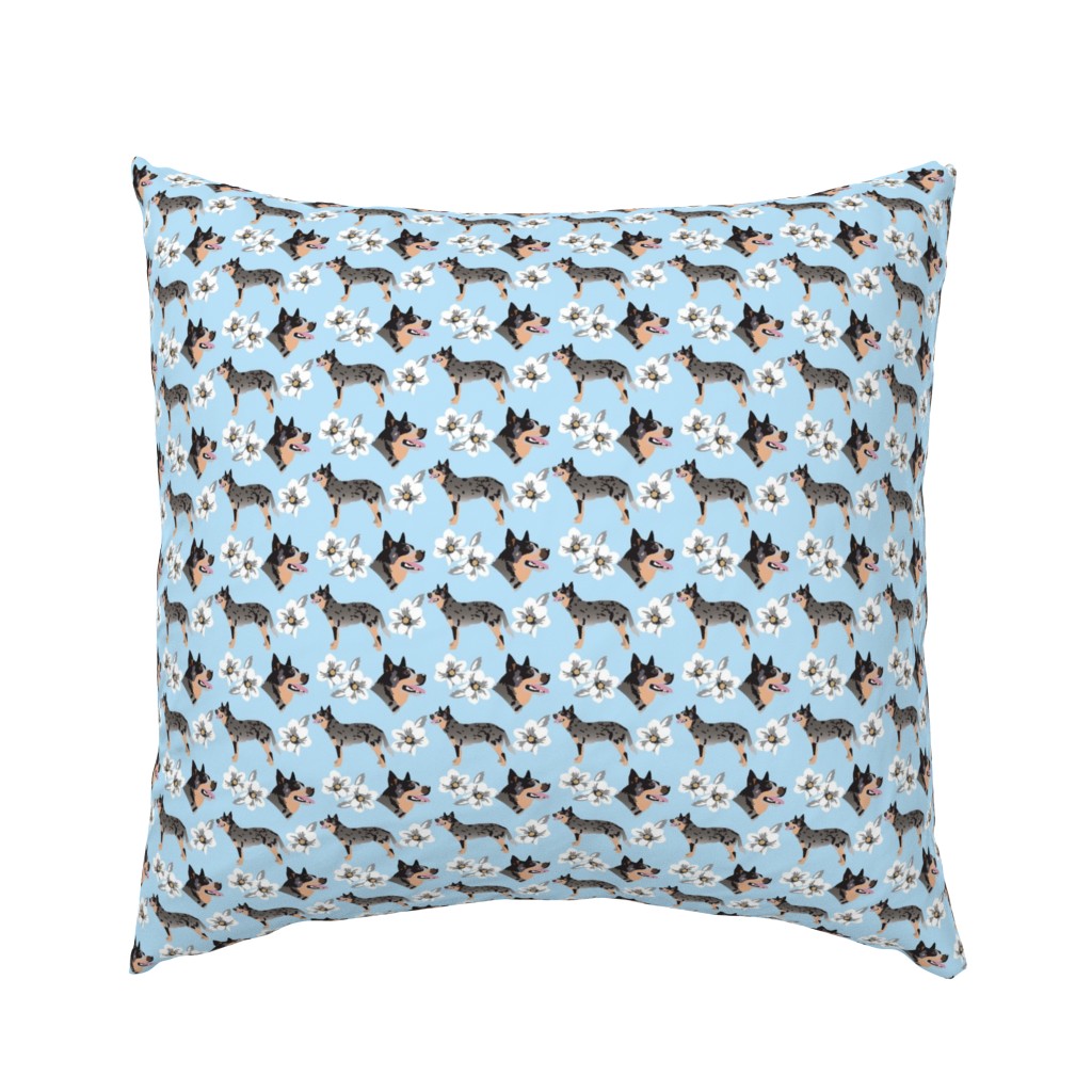 small print // Australian Cattle Dog blue flowers