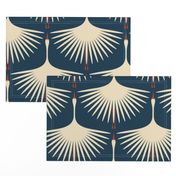 Art Deco Swans - Navy/Soft Taupe - 12"