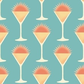 vintage cocktail glasses in orange and teal