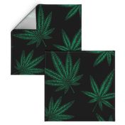 #199 Embroidered cannabis on black background 2