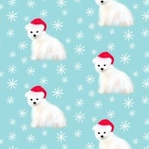 Christmas polar bears on aqua