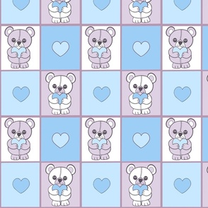 Patchwork teddy bears blue