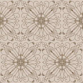 Deco Daisy Gold and Taupe Offset