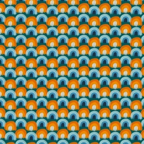 Orange and Blue Rainbows with turquoise background