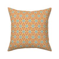 Small Pumpkin and Terra Cotta Circular Geometric with Teal Floral Accents