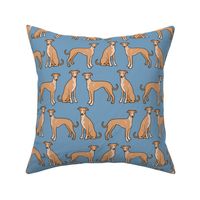 Whippet Dogs on Blue
