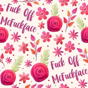 Large Scale Fuck Off McFuckface Navy Floral Funny Adult Humor on Light Background