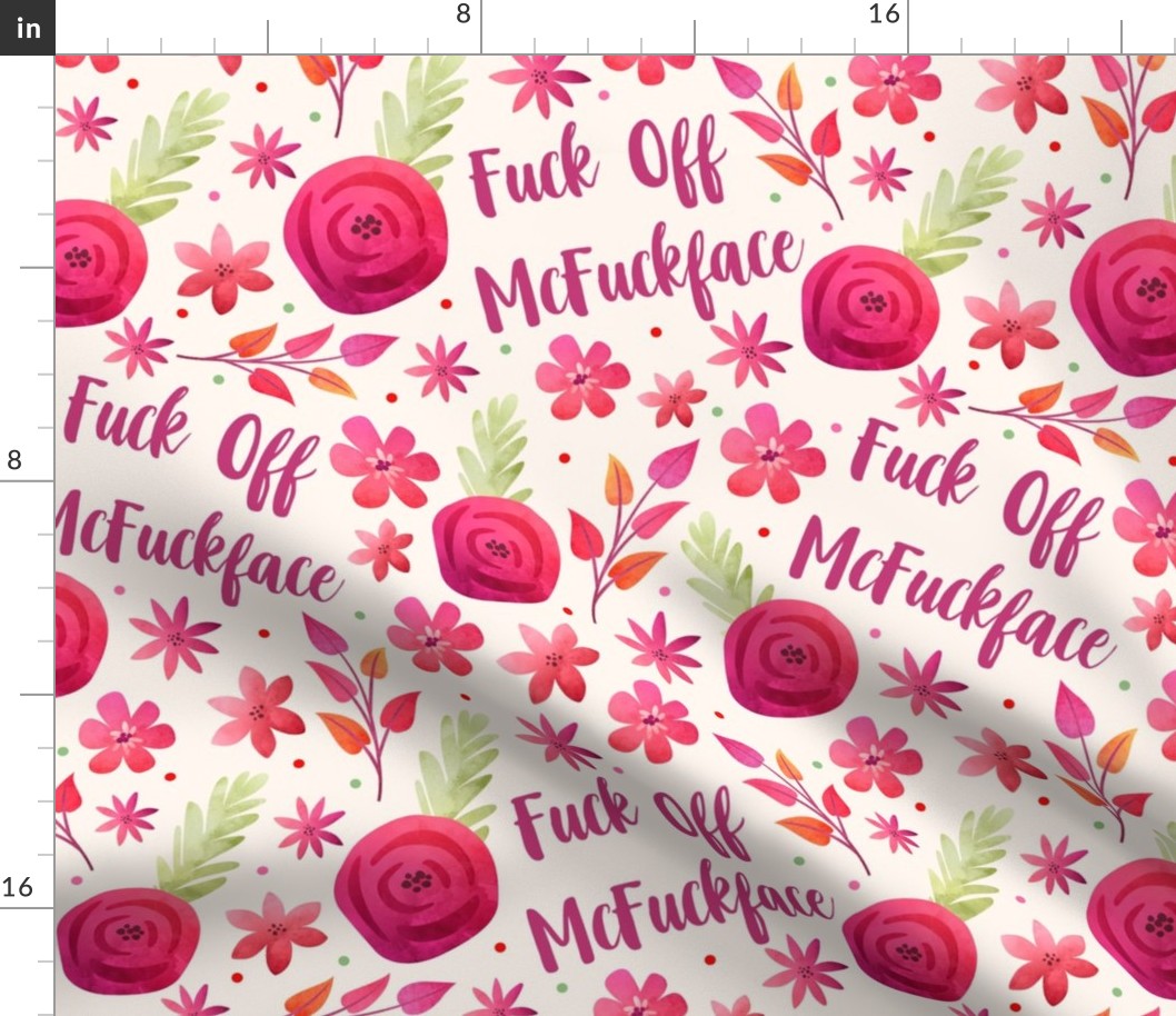 Large Scale Fuck Off McFuckface Navy Floral Funny Adult Humor on Light Background