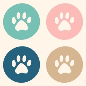 Paw Prints on Multicolor Circles (Large Scale)