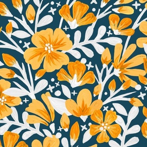 Blossom Pattern – Ochre Teal
