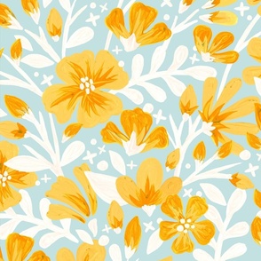 Blossom Pattern – Pastel Blue & Yellow