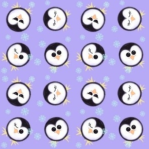 Rolling penguins on purple