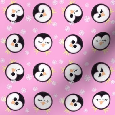 Rolling penguins on pinnk