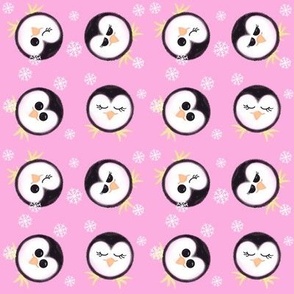 Rolling penguins on pinnk