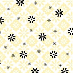 Retro Mid Mod Quatrefoil Floral Yellow