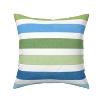 Large Scale Aqua Blue and Green Textured Stripes Scandi Coordinate on White