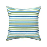 Small Scale Aqua Blue and Green Textured Stripes Scandi Coordinate on White