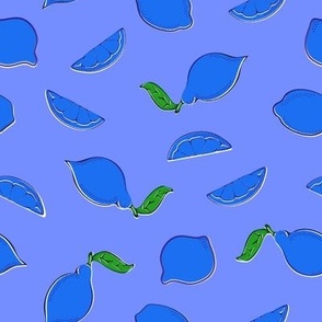 Retro Style Blue Lemons Medium Blue