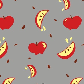 Apples on grey - repeating all-over print