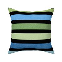Large Scale Aqua Blue and Green Textured Stripes Scandi Coordinate on Black
