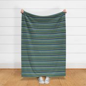 Small Scale Aqua Blue and Green Textured Stripes Scandi Coordinate on Black