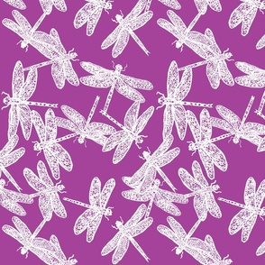  dragonflies- violet & white