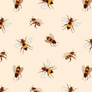 Bee, Honey Bee, Bumble Bee, Bee Fabric, Honey Bee Fabric, Bee Design, Humble Bee, Bee Keeper, Bee Pattern on Light Yellow