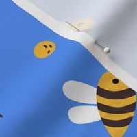 Bee, Honey Bee, Bumble Bee, Bee Fabric, Honey Bee Fabric, Bee Design, Humble Bee, Bee Keeper, Cute Bee, Sky Blue