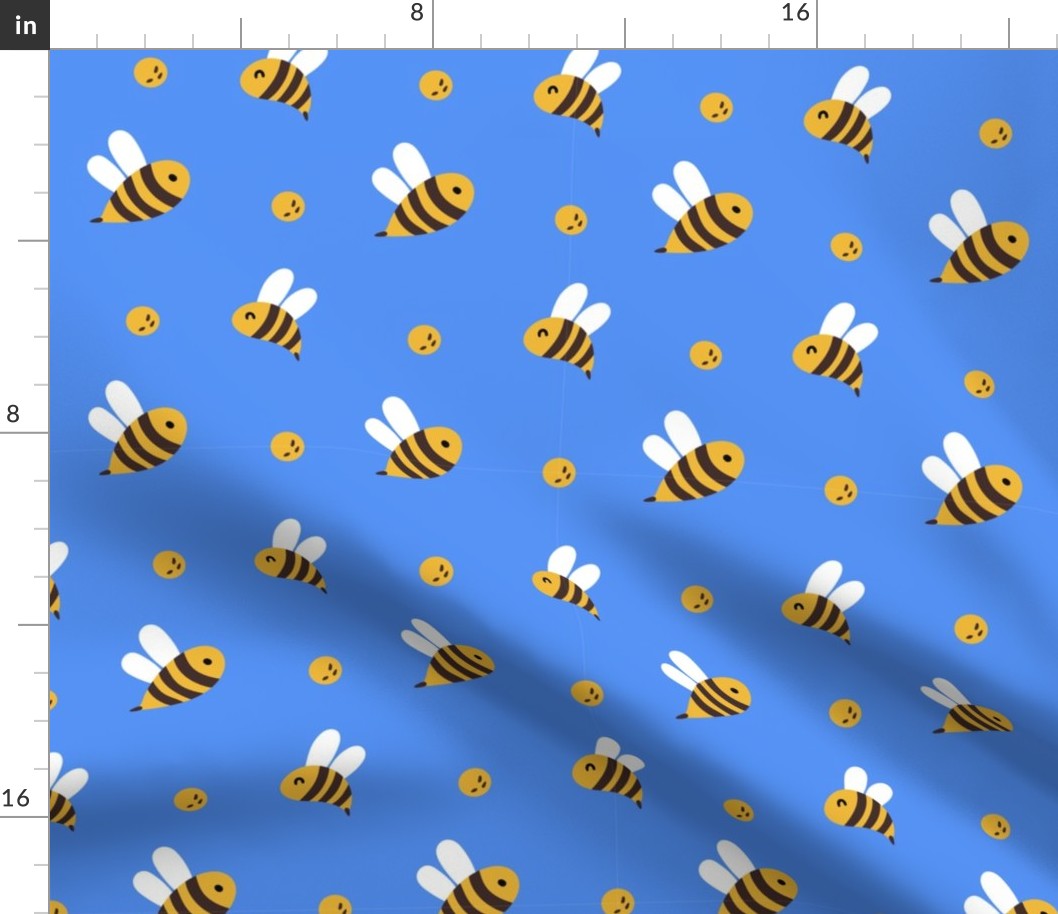 Bee, Honey Bee, Bumble Bee, Bee Fabric, Honey Bee Fabric, Bee Design, Humble Bee, Bee Keeper, Cute Bee, Sky Blue