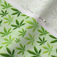 Small Scale Watercolor Marijuana Pot Plant Green Weed Leaves