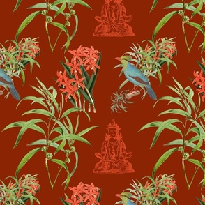 BUDDHA AND MAGPIE - TROPICAL BIRDS COLLECTION (CHINESE RED)