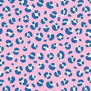 The bold leopard design animal print panther spots blue on pink