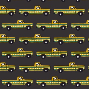Retro Roads Yellow Truck on Charcoal
