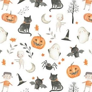 Halloween Watercolor Cute Illustration Pattern