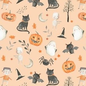 Halloween Watercolor Cute Illustration Pattern