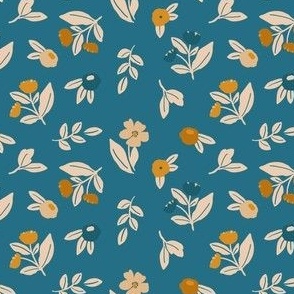 Blue and Mustard Floral