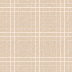 Simple small windowpane grid on Almond Cream linen look texture