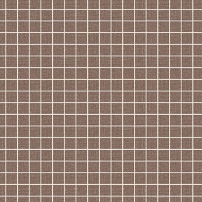 Grid on Chocolate Brown linen look