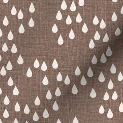 Rain Drops on Chocolate Brown linen look