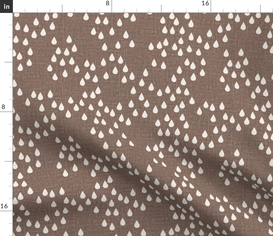 Rain Drops on Chocolate Brown linen look