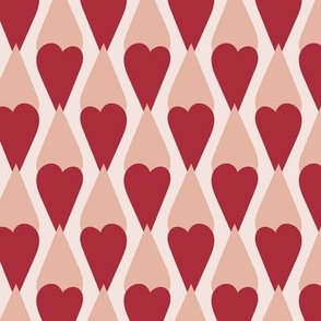 Large scale deep red and soft pink love hearts,  for valentines crafts and kids apparel, nursery wallpaper, baby accessories, and modern romantic wedding linen