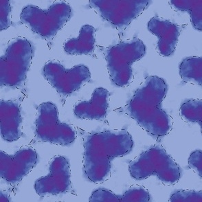 Cute Patchwork Hearts Pattern Violet and Purple
